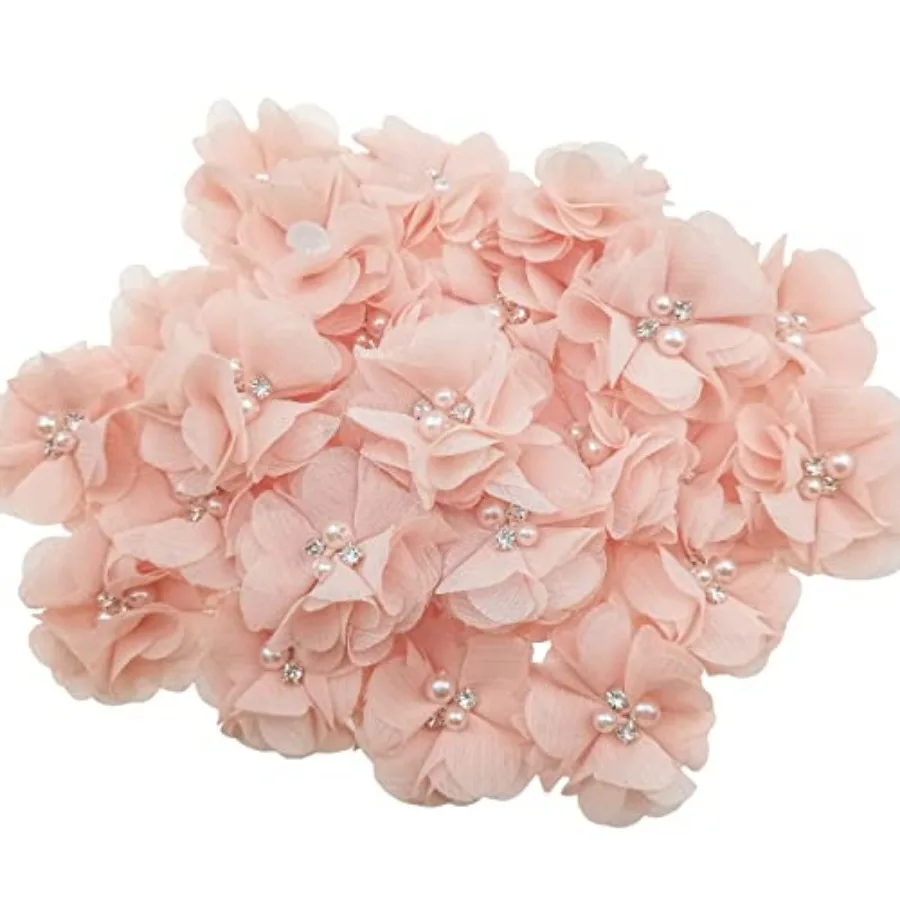 30 PCS Rhinestone Pearl Apricot Color Chiffon Flower Sewing Fabric Appliques for Clothing, Headbands Flower, Crafts, Party Deco
30 PCS Rhinestone Pearl Apricot Color Chiffon Flower Sewing Fabric Appliques for Clothing, Headbands Flower, Crafts, Party Deco