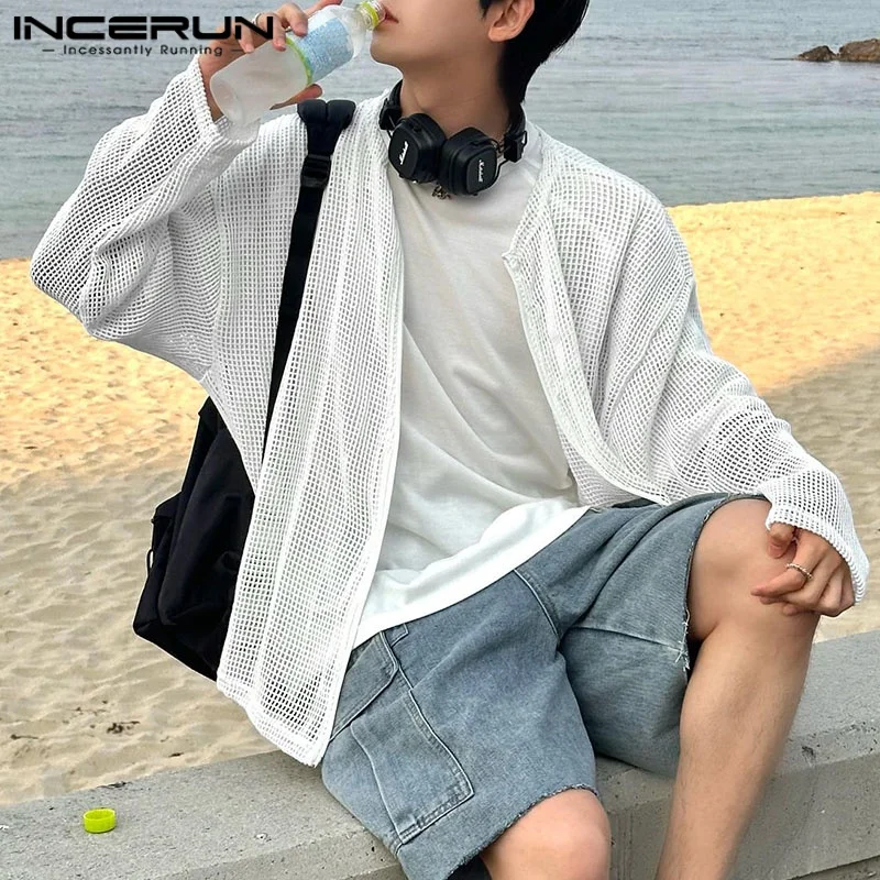 INCERUN Men Shirt Mesh Transparent Long Sleeve Zipper Korean Oversize Men Clothing Streetwear 2025 Fashion Tops Male Cardigan
INCERUN Men Shirt Mesh Transparent Long Sleeve Zipper Korean Oversize Men Clothing Streetwear 2025 Fashion Tops Male Cardigan