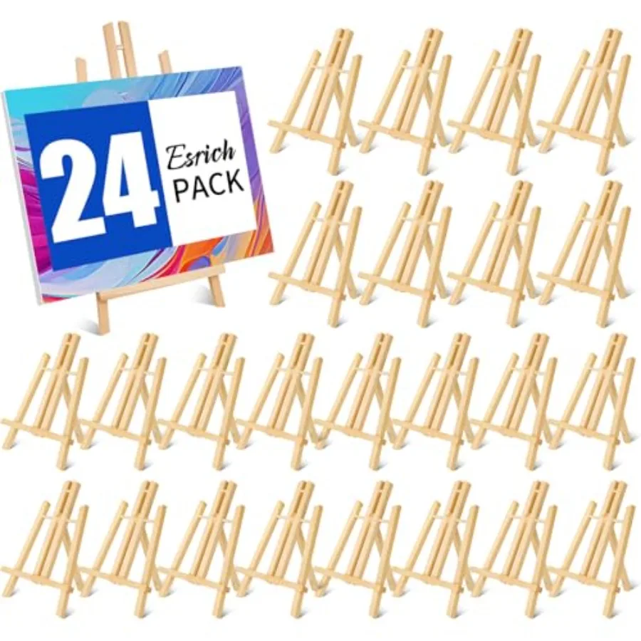 24 Pack 11.8" Wood Easels, Tabletop Easel for Painting, Painting Party, Displaying Canvases, Student Table School Desktop, Port
24 Pack 11.8" Wood Easels, Tabletop Easel for Painting, Painting Party, Displaying Canvases, Student Table School Desktop, Port