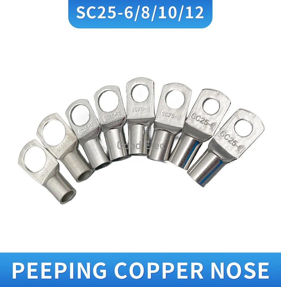 20PCS.SC25-6 SC25-8 SC25-10 SC25-12 Bolt Hole Tinned Copper Cable lugs Battery Terminals set Wire terminals connector 25mm²
20PCS.SC25-6 SC25-8 SC25-10 SC25-12 Bolt Hole Tinned Copper Cable lugs Battery Terminals set Wire terminals connector 25mm²