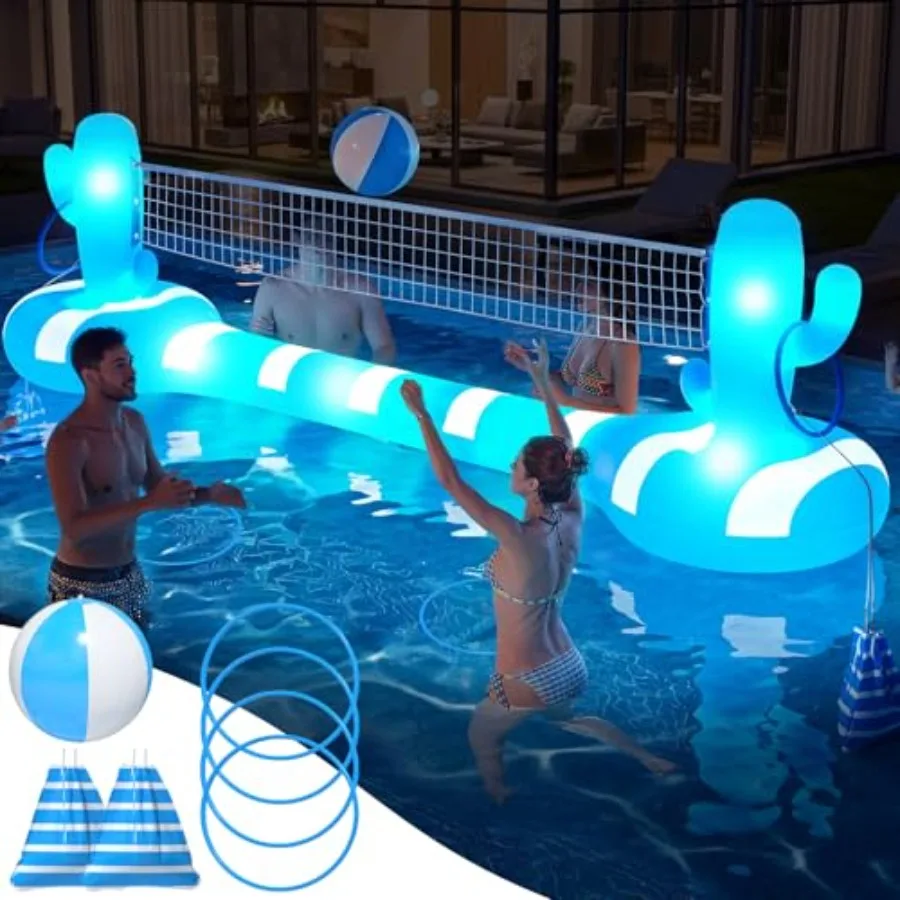 Pool volleyball net for inground pools inflatable floating solar-powered design in blue and white durable PVC material with bui
Pool volleyball net for inground pools inflatable floating solar-powered design in blue and white durable PVC material with bui