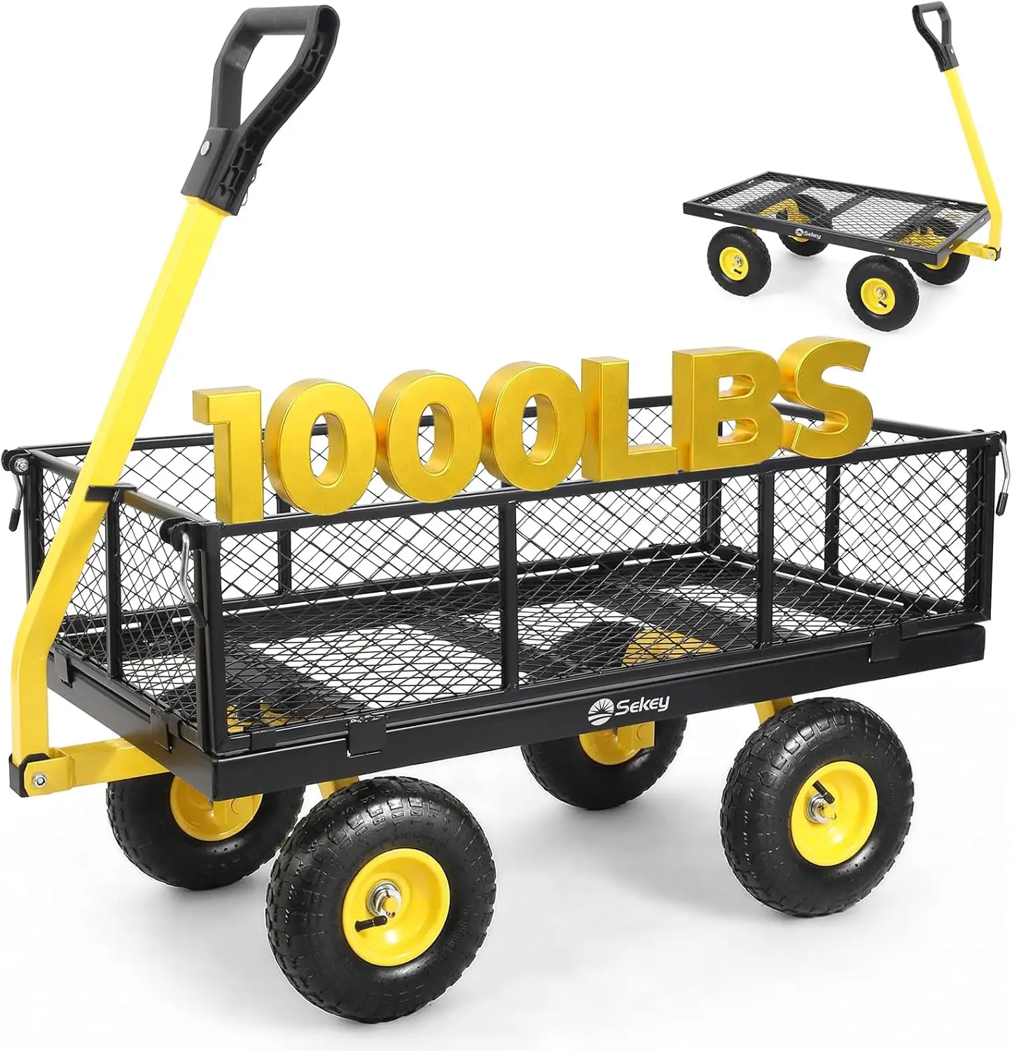 1000lbs Heavy Duty Steel Garden Cart, Utility Wagon with Removable Sides, 10" Rubber Tires, Black
1000lbs Heavy Duty Steel Garden Cart, Utility Wagon with Removable Sides, 10" Rubber Tires, Black