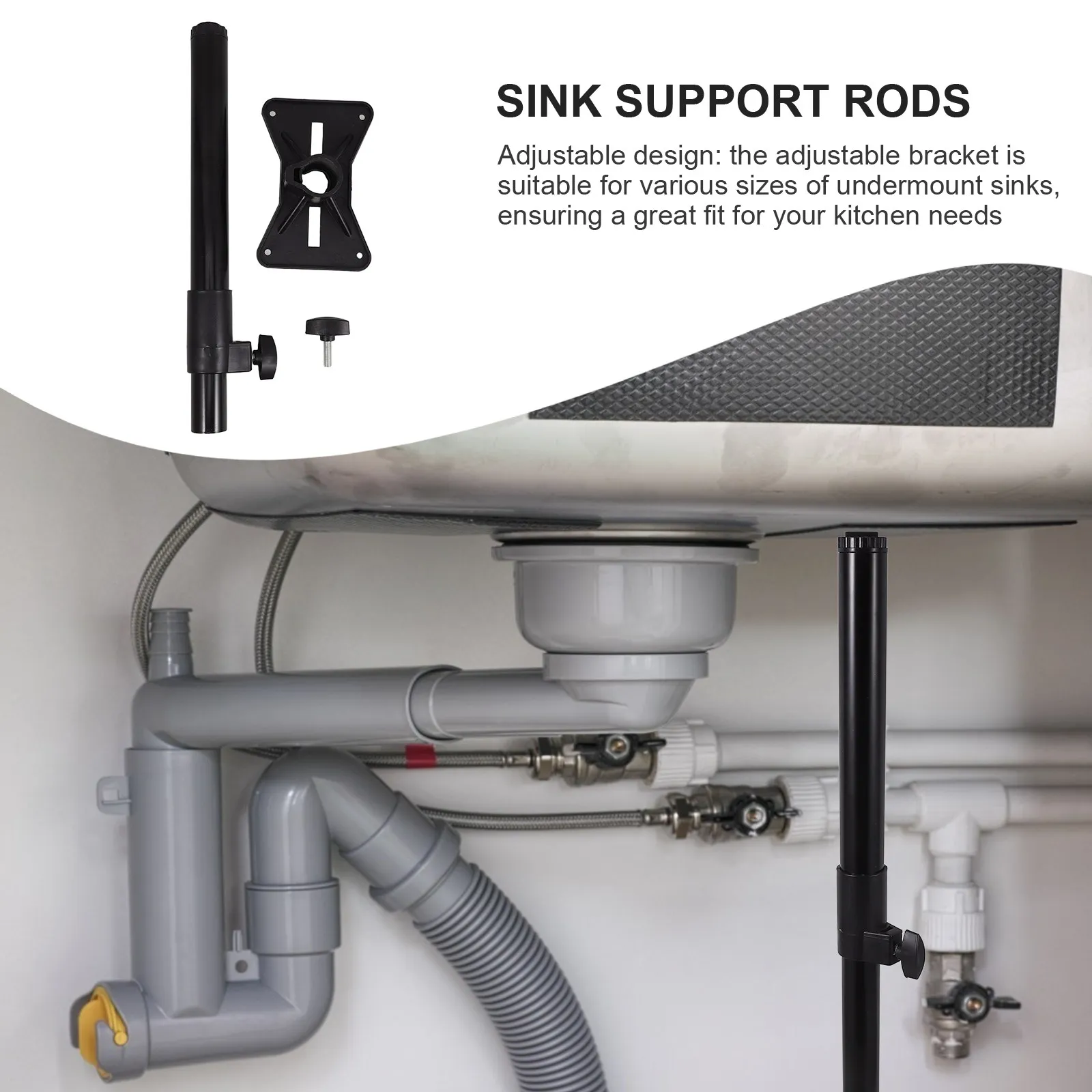 2Pcs Black Adjustable Undermount Sink Brackets for Kitchen Sink Installation Space Saving Easy Pole for Washbasin
2Pcs Black Adjustable Undermount Sink Brackets for Kitchen Sink Installation Space Saving Easy Pole for Washbasin