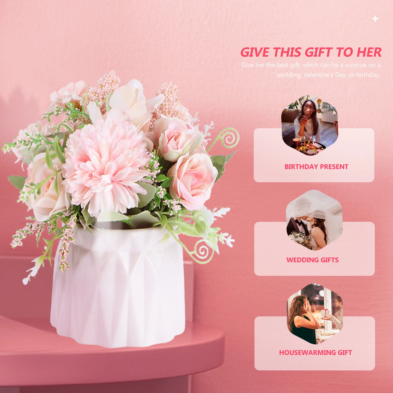 1Set Simulated Rose Flower Set Pink Lifelike Artificial Rose Bonsai Desktop Vase Adornment Decorative Household Furnishing
1Set Simulated Rose Flower Set Pink Lifelike Artificial Rose Bonsai Desktop Vase Adornment Decorative Household Furnishing