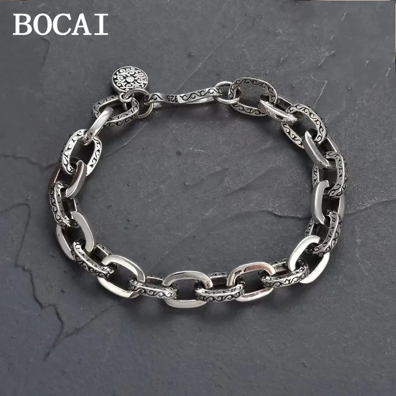 BOCAI New 9mm S925 Sterling Silver Fashionable Trendy Hip-hop Eternal Vine Buckle Bracelet Men's and Women's Gift
BOCAI New 9mm S925 Sterling Silver Fashionable Trendy Hip-hop Eternal Vine Buckle Bracelet Men's and Women's Gift