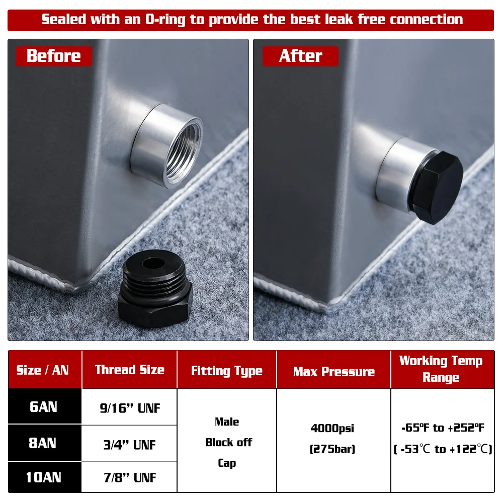 1 Piece AN6 AN8 AN10 Male Block Off Cap Fitting Hex Head Plug With O-Ring Adapter Aluminum Alloy BL02
1 Piece AN6 AN8 AN10 Male Block Off Cap Fitting Hex Head Plug With O-Ring Adapter Aluminum Alloy BL02