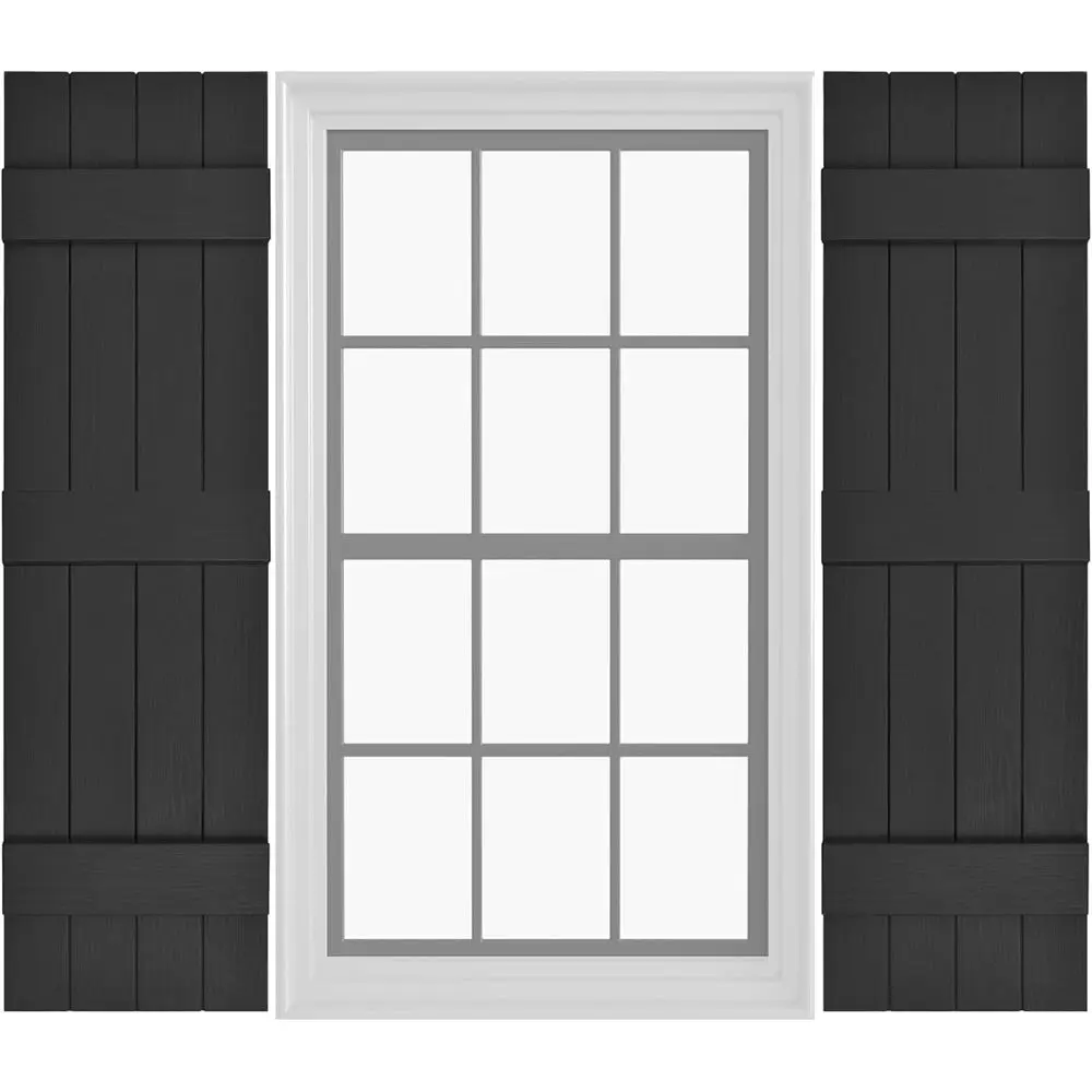 Pair of 14.5x59 4-Board Paintable Black Cosmos Vinyl Exterior Window Shutters with Hardware for Easy Installation
Pair of 14.5x59 4-Board Paintable Black Cosmos Vinyl Exterior Window Shutters with Hardware for Easy Installation