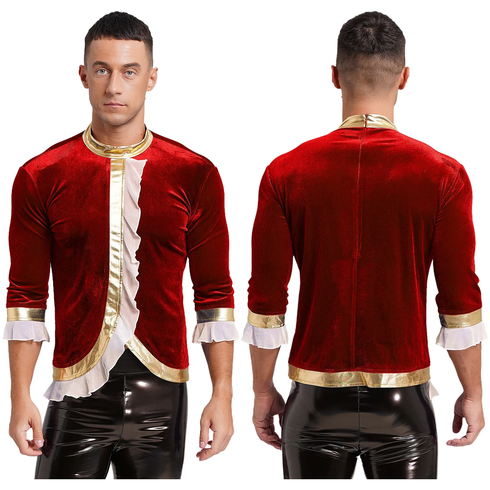Mens New Vintage Stage Show Performance Costumes Circus Velvet Shirt Top Stand Collar Long Sleeve Shiny Trim Punk Shirt Outfit
Mens New Vintage Stage Show Performance Costumes Circus Velvet Shirt Top Stand Collar Long Sleeve Shiny Trim Punk Shirt Outfit