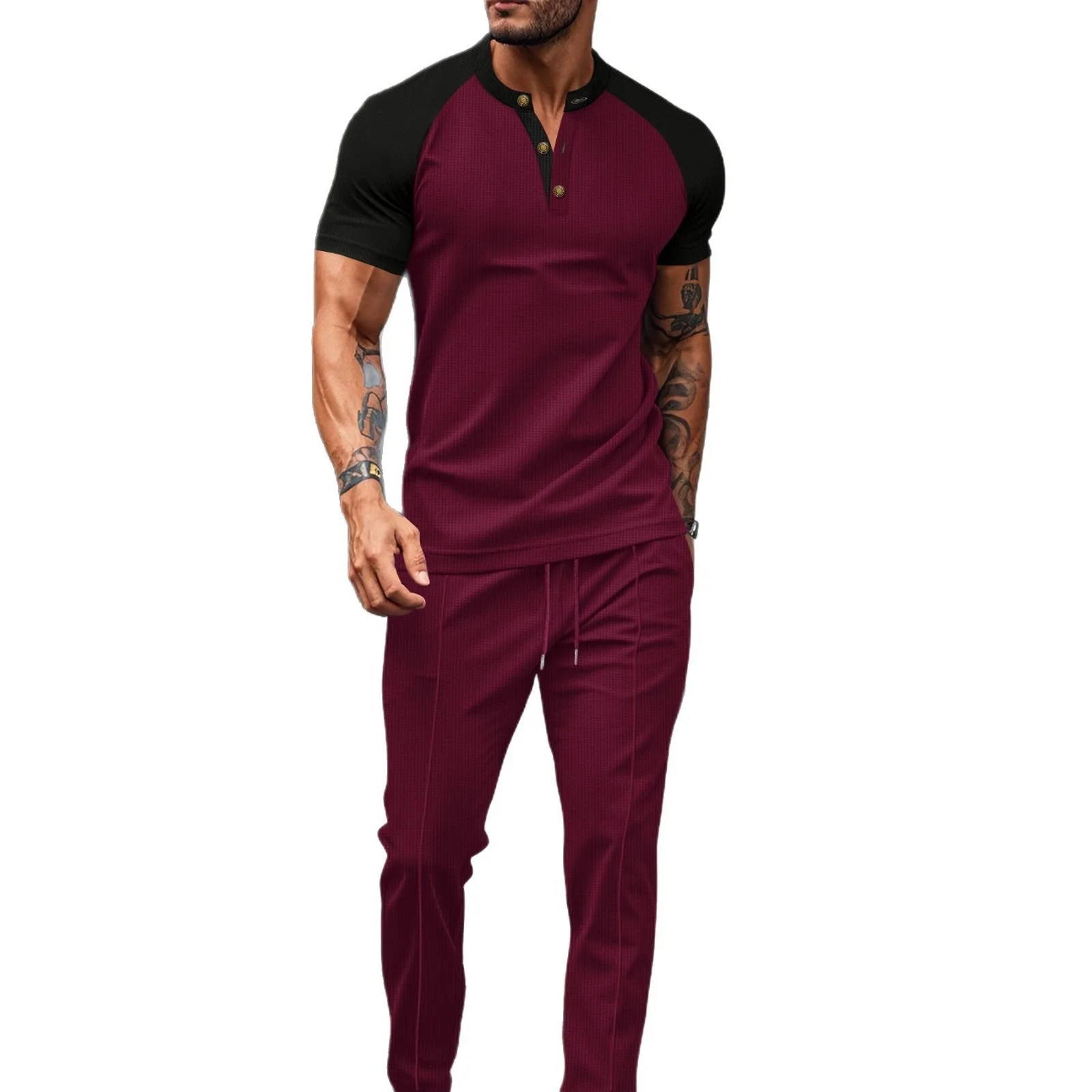 Summer Men's Casual Color Blo Wfle Set ort Sve Long Pants Comfortable Breathable Sportswear for Young Men
Summer Men's Casual Color Blo Wfle Set ort Sve Long Pants Comfortable Breathable Sportswear for Young Men