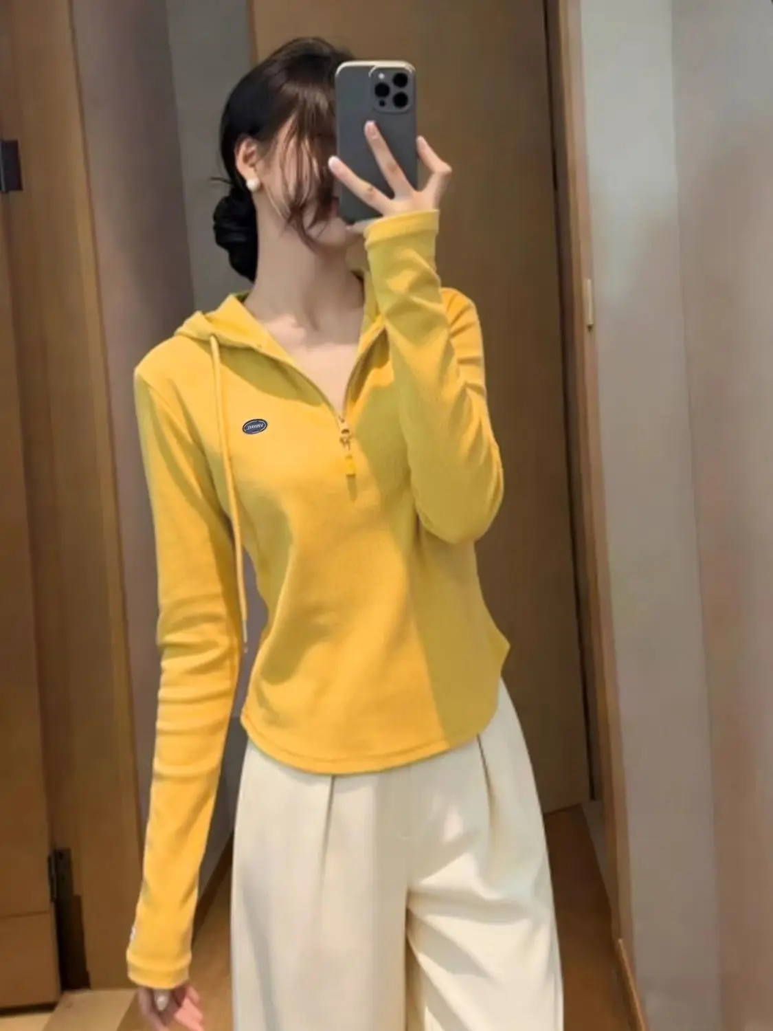 Slimming Effect Spring Zipper Long Sleeve Women's T-Shirt Hoodie Base Shirt Comfortable Breathable Moisture Wicking Korean Style
Slimming Effect Spring Zipper Long Sleeve Women's T-Shirt Hoodie Base Shirt Comfortable Breathable Moisture Wicking Korean Style