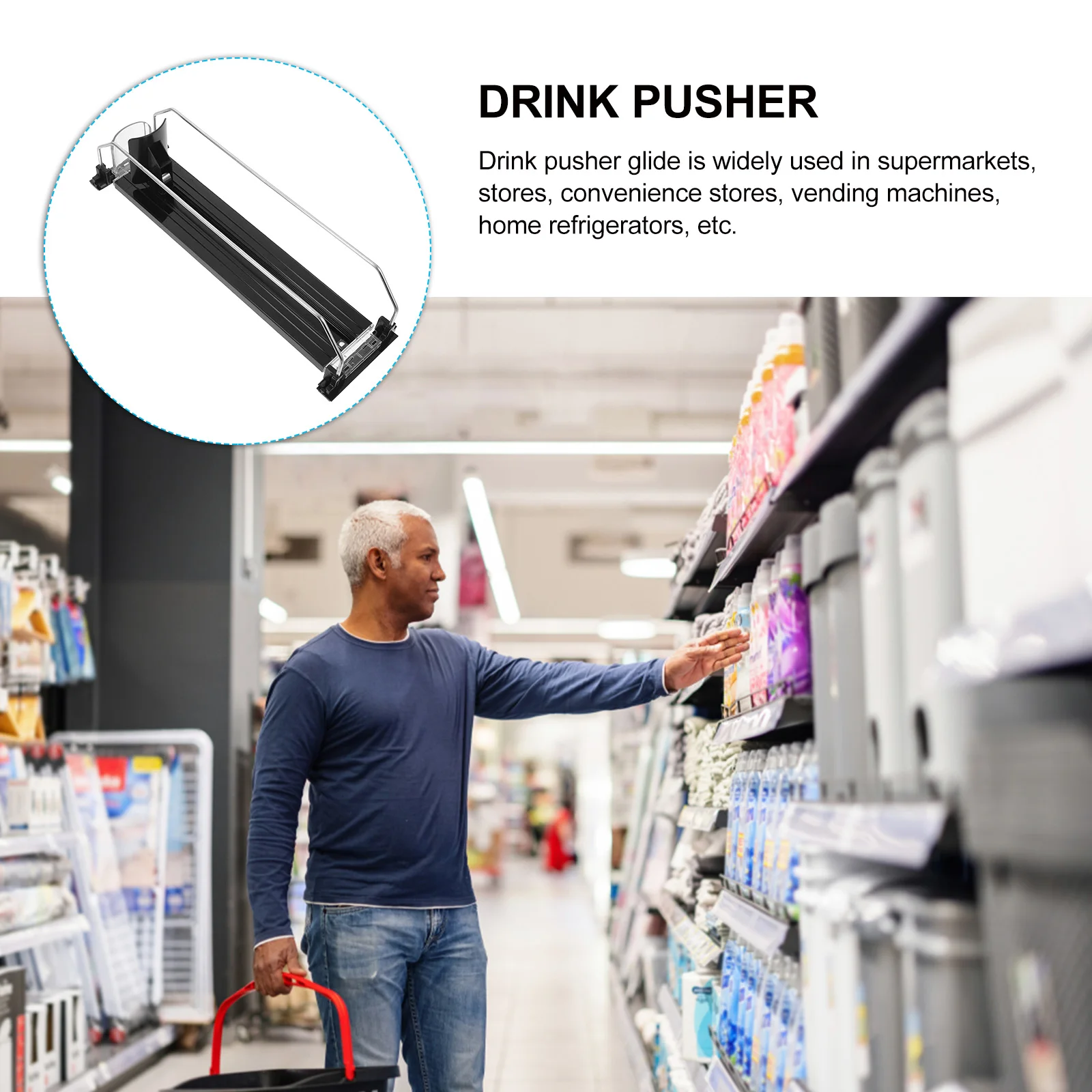 Plastic Drink Pusher 300 310MM Black Shelf Replenishment Machine Slide Rail ganizer Supermarket Automatic Glide Beverage Storage
Plastic Drink Pusher 300 310MM Black Shelf Replenishment Machine Slide Rail ganizer Supermarket Automatic Glide Beverage Storage