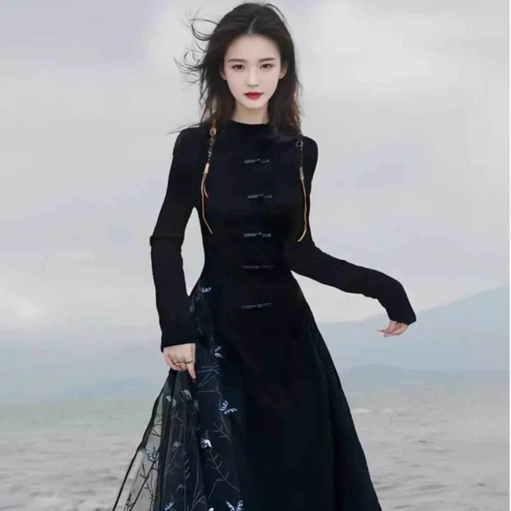 Cheongsam с длинным рукавом, улучшенное женское бархатное платье Ципао в восточном стиле, современное платье 2025, роскошное китайское платье в стиле одежды, черное
Cheongsam с длинным рукавом, улучшенное женское бархатное платье Ципао в восточном стиле, современное платье 2025, роскошное китайское платье в стиле одежды, черное