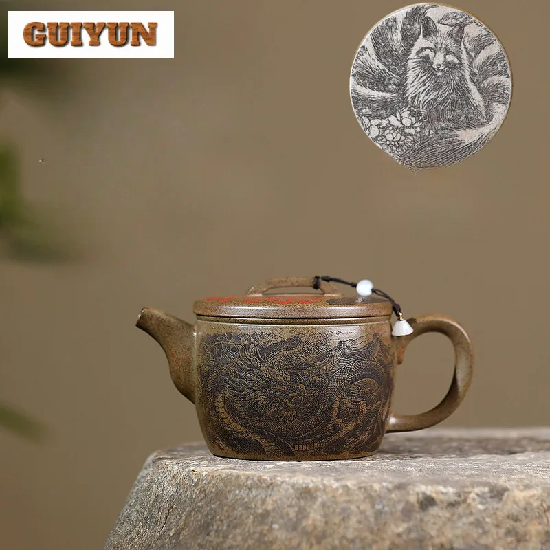 420ml Yixing Purple Clay Teapots Handmade Dragon Large Caliber Pot Raw Ore Agilawood Mud Firewood Tea Making Kettle Zisha Teaset
420ml Yixing Purple Clay Teapots Handmade Dragon Large Caliber Pot Raw Ore Agilawood Mud Firewood Tea Making Kettle Zisha Teaset