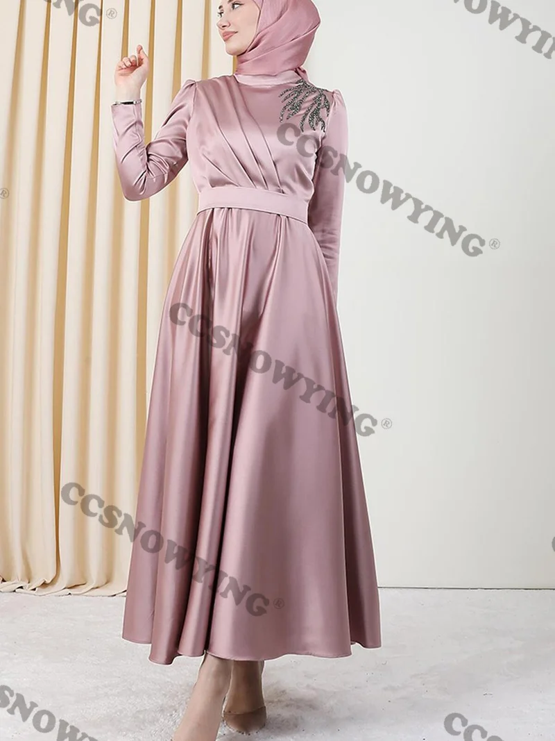 Satin Beaded Muslim Evening Dresses Islamic Long Sleeve High Neck Formal Party Gown Hijab Arabic Kaftan Robes De Soirée
Satin Beaded Muslim Evening Dresses Islamic Long Sleeve High Neck Formal Party Gown Hijab Arabic Kaftan Robes De Soirée
