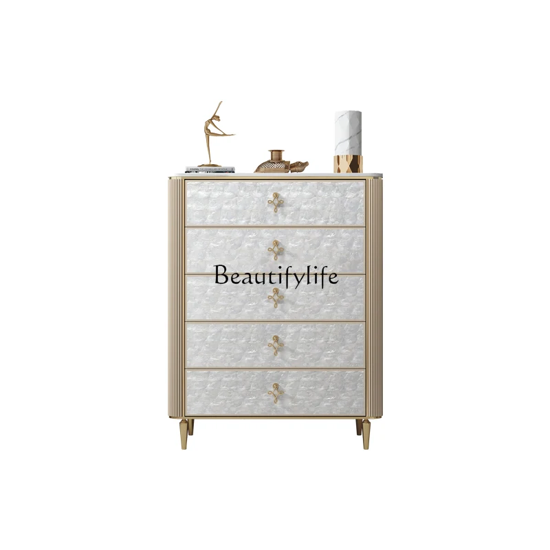 American light luxury chest of drawers bedroom high-end storage modern simple living room marble shell chest of drawers
American light luxury chest of drawers bedroom high-end storage modern simple living room marble shell chest of drawers