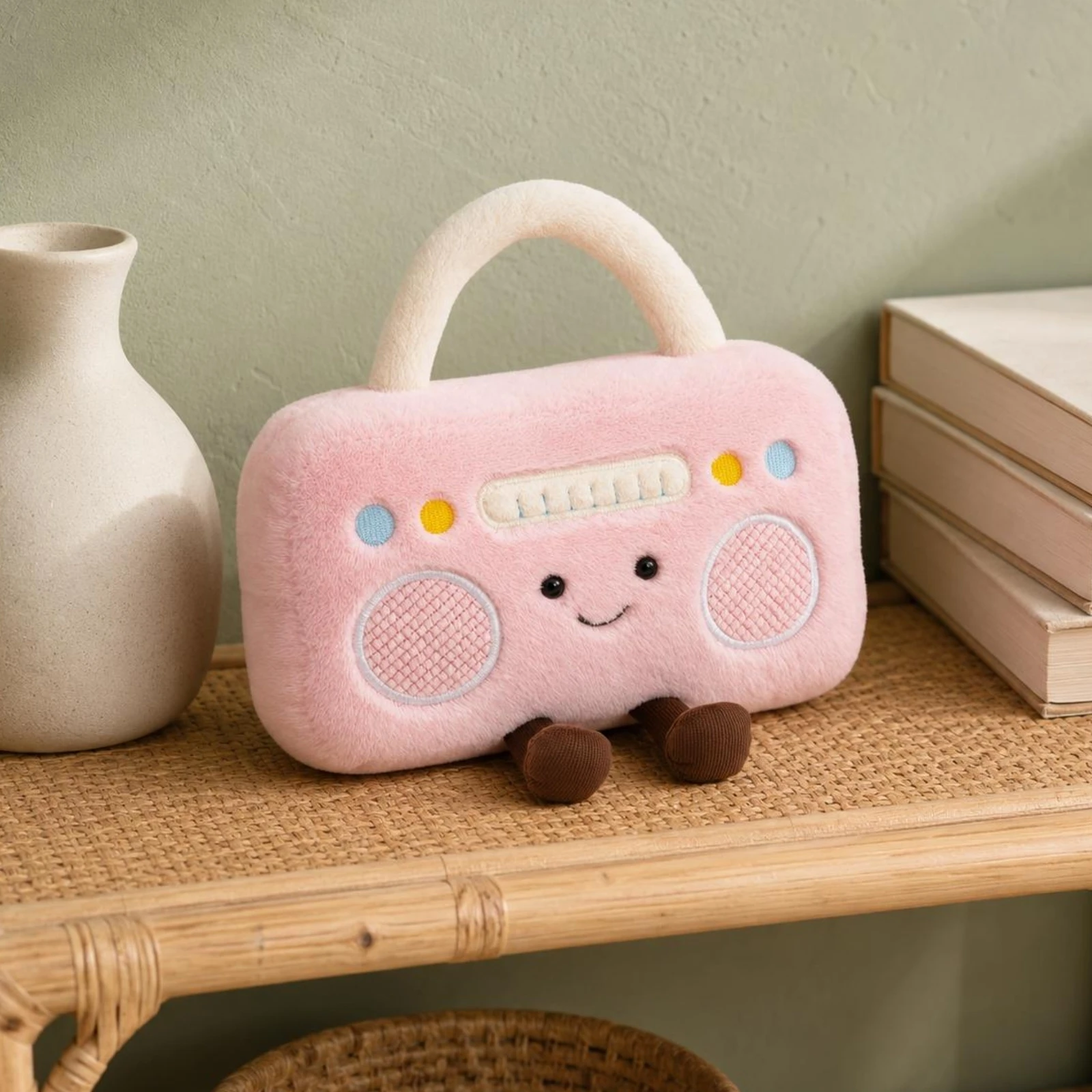 Retro Radio Soft Embroidered Face Radio Soft Toy Room Accent Dangling Legs Carry Handle for Play Companion, Home Decoration
Retro Radio Soft Embroidered Face Radio Soft Toy Room Accent Dangling Legs Carry Handle for Play Companion, Home Decoration