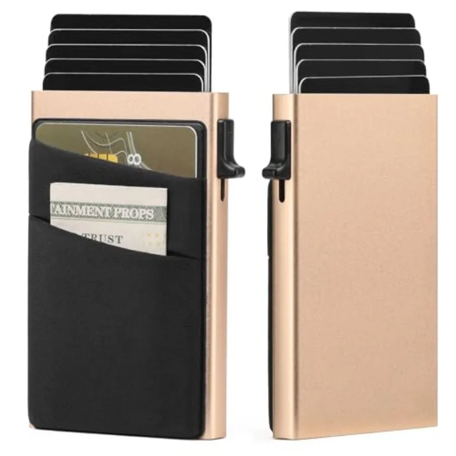 Slim Smart Aluminum Card Holder Mens Wallet Minimalist Leather RFID Blocking Metal Pop Up Wallet
Slim Smart Aluminum Card Holder Mens Wallet Minimalist Leather RFID Blocking Metal Pop Up Wallet