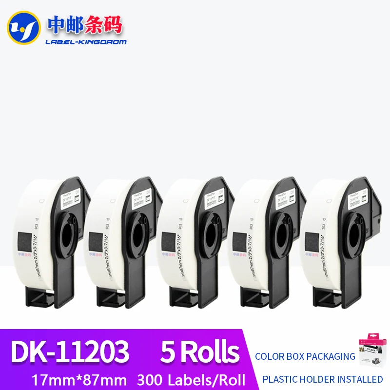 5 рулонов, совместимых с этикетками DK-11203, 17*87 мм, 300 шт. для термопринтера Brother QL-700/800/1060/1100, все входят пластиковый держатель
5 рулонов, совместимых с этикетками DK-11203, 17*87 мм, 300 шт. для термопринтера Brother QL-700/800/1060/1100, все входят пластиковый держатель