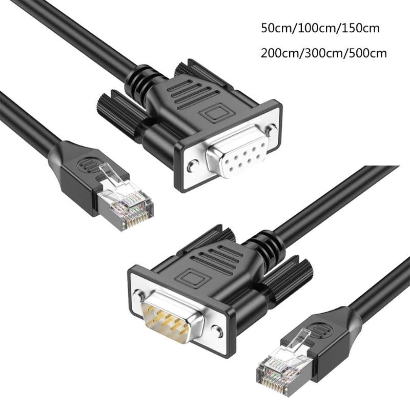 RJ45 to DB9 RS232 Serial Port Power Cable Male/Female Connectors Wire Double Shielded Extension Cord for Computers
RJ45 to DB9 RS232 Serial Port Power Cable Male/Female Connectors Wire Double Shielded Extension Cord for Computers