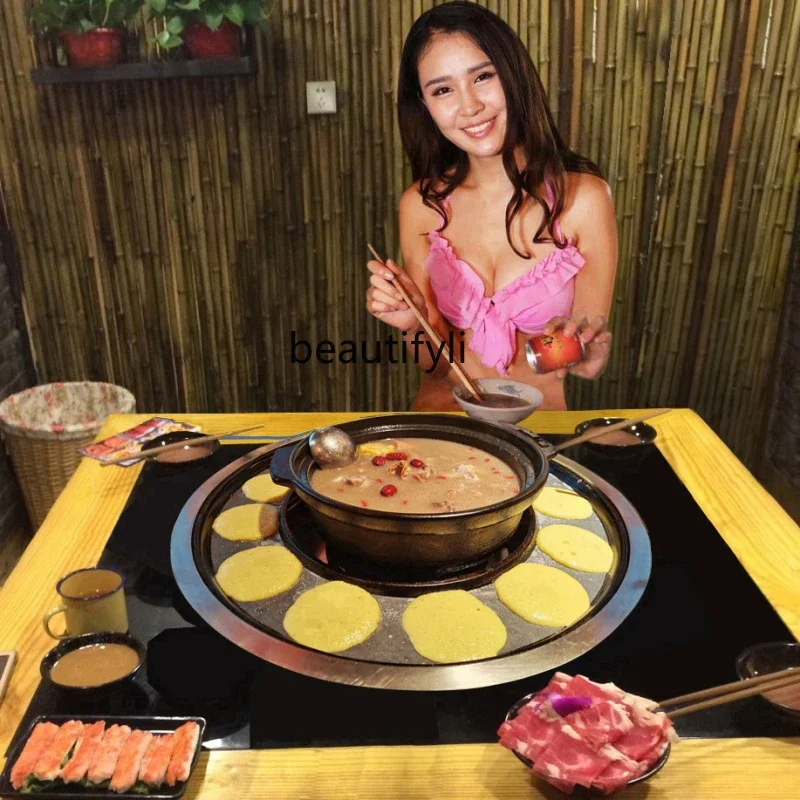 Hot pot barbecue integrated table smokeless purification roasting Chinese marble solid wood hot pot table and chairs
Hot pot barbecue integrated table smokeless purification roasting Chinese marble solid wood hot pot table and chairs