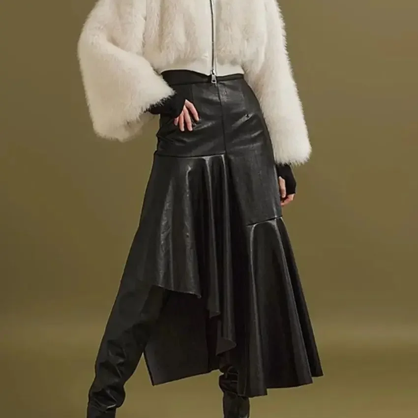 New Fashion Design Leather Skirt Women Spring Autumn Black Pu Asymmetric High Waist Slim Mermaid Long Skirts Y2k High Street
New Fashion Design Leather Skirt Women Spring Autumn Black Pu Asymmetric High Waist Slim Mermaid Long Skirts Y2k High Street
