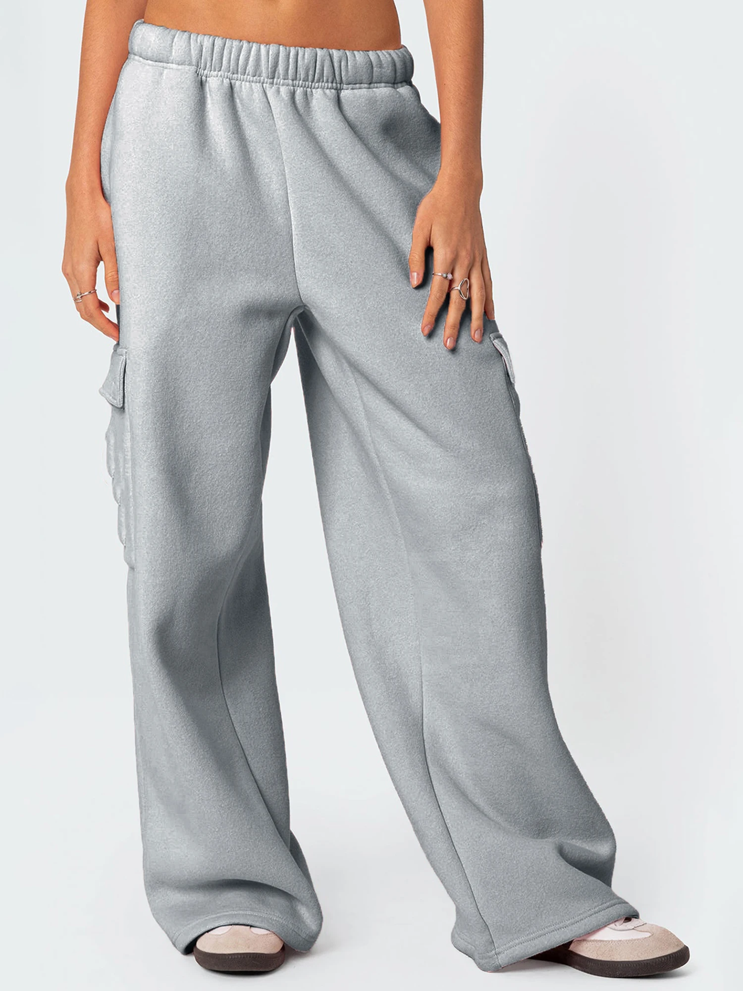 Women’s Solid Color Cargo Pants with Multiple Pockets Elastic Waist Wide Leg Trousers Fall Winter Casual Long Pants Daily Life
Women’s Solid Color Cargo Pants with Multiple Pockets Elastic Waist Wide Leg Trousers Fall Winter Casual Long Pants Daily Life