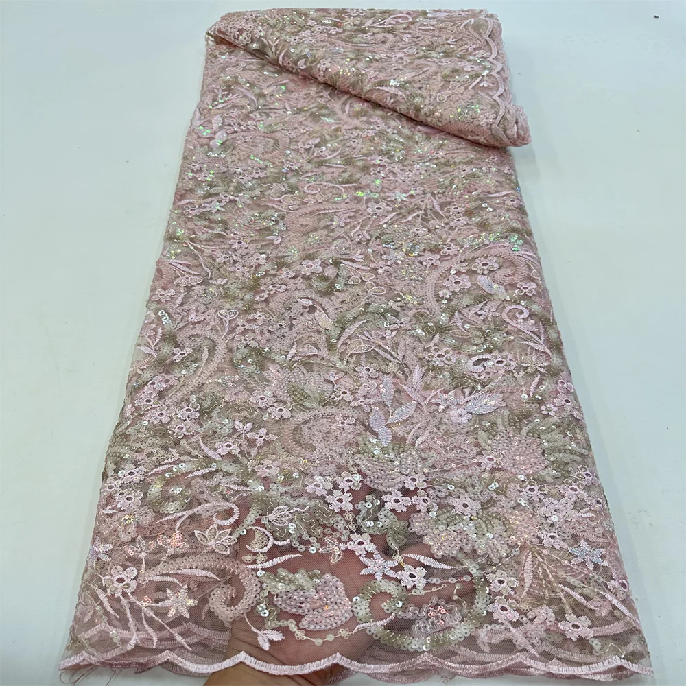 Pink African Sequins Lace Fabric 2024 High Quality 5 Yards Embroidery French Nigerian Tulle Lace Fabric For Wedding Party Sewing
Pink African Sequins Lace Fabric 2024 High Quality 5 Yards Embroidery French Nigerian Tulle Lace Fabric For Wedding Party Sewing