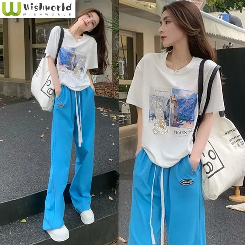 Fashion Women's Set Spring and Summer Korean Version Simple Short Sleeved Loose Casual Wide Leg Pants Two-piece Set
Fashion Women's Set Spring and Summer Korean Version Simple Short Sleeved Loose Casual Wide Leg Pants Two-piece Set