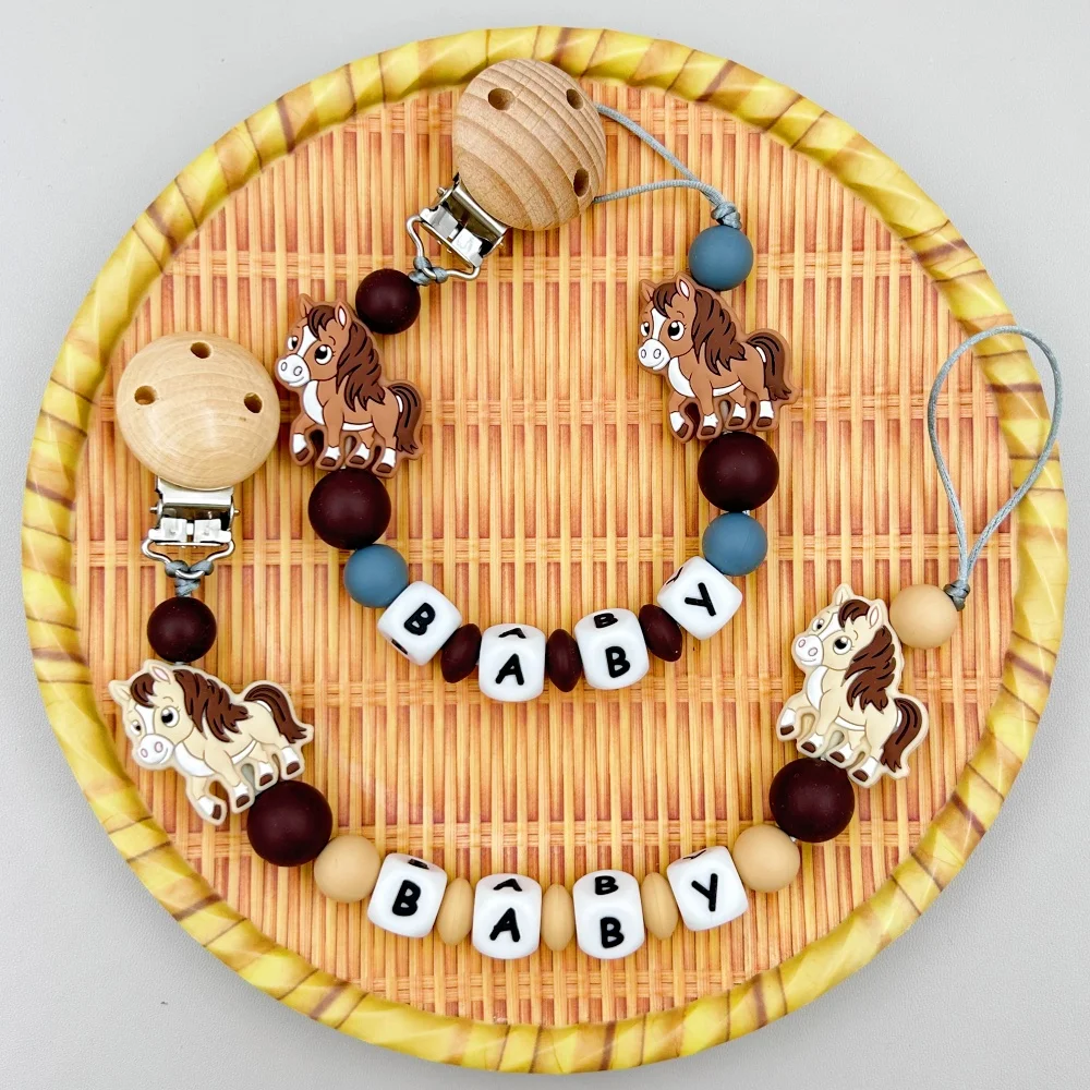 Custom English Russian Silicone Letter Name Baby Horse Silicone Beads Pendant Pacifier Clips Chains Teether Baby Kawaii Gifts
Custom English Russian Silicone Letter Name Baby Horse Silicone Beads Pendant Pacifier Clips Chains Teether Baby Kawaii Gifts