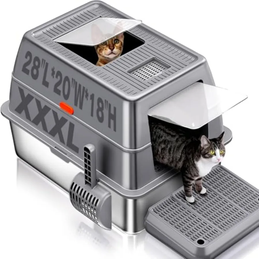XXXL Stainless Steel Litter Box with Lid Extra Large 28"L*20"W*18.1"H Metal Cat Litter Boxs, Jumbo Enclosed Removable Litter Bo
XXXL Stainless Steel Litter Box with Lid Extra Large 28"L*20"W*18.1"H Metal Cat Litter Boxs, Jumbo Enclosed Removable Litter Bo