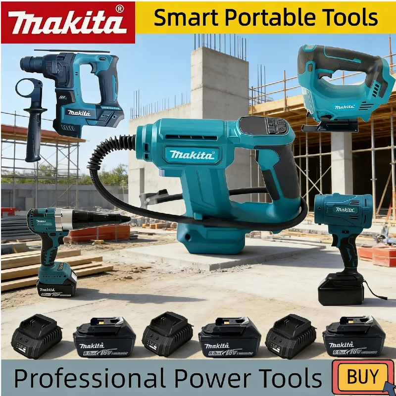 Makita Cordless Tool 18V Combo: Cordless Rotary Hammer, Rivet Gun, Heavy-Duty Fan, Cordless Electric Saw, Air Pump
Makita Cordless Tool 18V Combo: Cordless Rotary Hammer, Rivet Gun, Heavy-Duty Fan, Cordless Electric Saw, Air Pump
