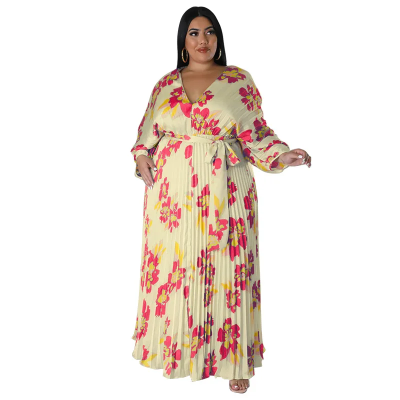 European and American large-size women's clothing, sweet wind and fat MM loose pleated long dress in autumn and winter
European and American large-size women's clothing, sweet wind and fat MM loose pleated long dress in autumn and winter