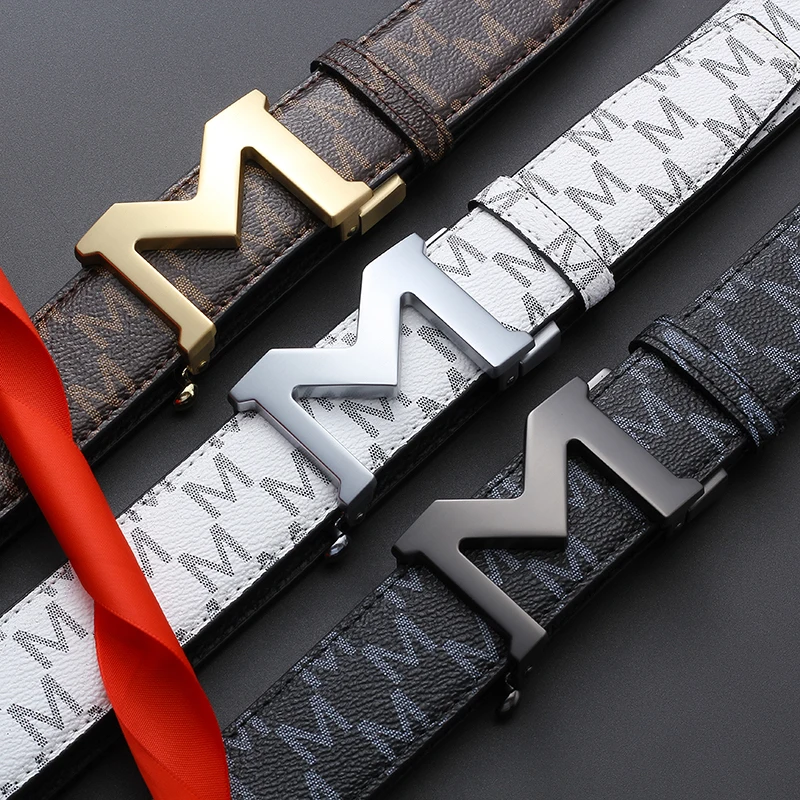 New Big "M" Automatic Buckle Men Belt, Fashionable Letter Buckle Waist Belt, Business Casual Leather Belt,Genuine Suit Belt
New Big "M" Automatic Buckle Men Belt, Fashionable Letter Buckle Waist Belt, Business Casual Leather Belt,Genuine Suit Belt