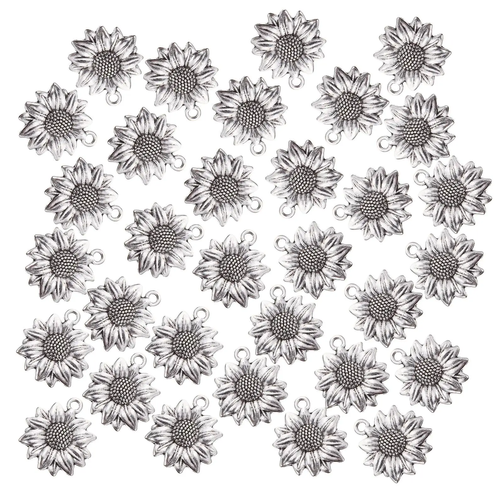 100 Pcs Alloy Sunflower Jewelry Accessories Silver Color Women Wedding Shape DIY Charm for Earrings Necklace Making
100 Pcs Alloy Sunflower Jewelry Accessories Silver Color Women Wedding Shape DIY Charm for Earrings Necklace Making