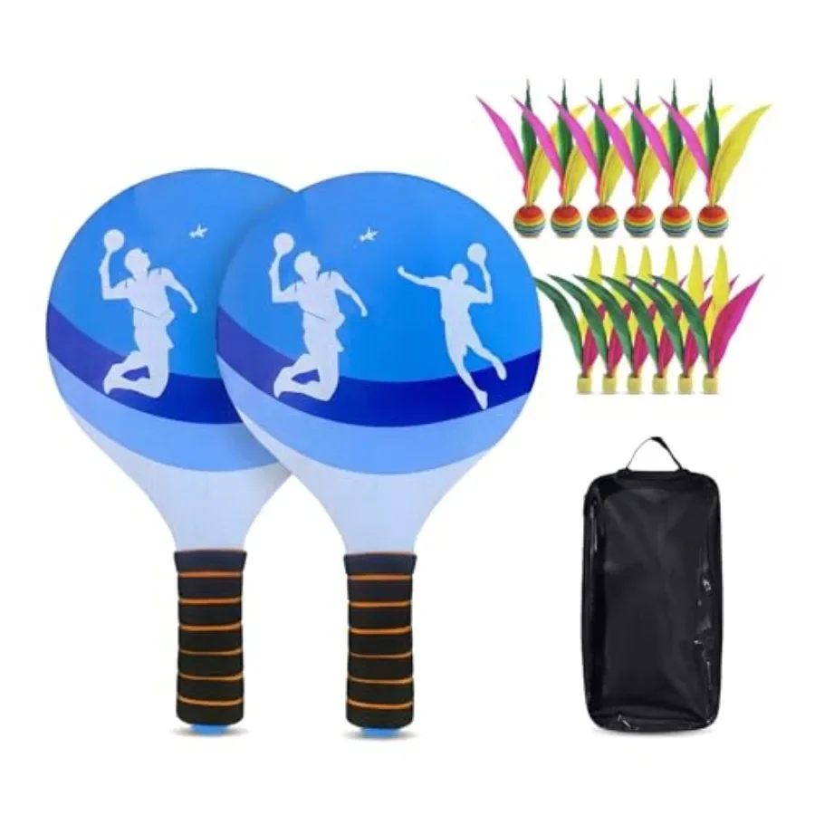 Paddle Ball Set, Badminton Rackets Basswood Paddles with 12 Shuttlecocks and Portable Carry Bag Fun Outdoor and Indoor Game for
Paddle Ball Set, Badminton Rackets Basswood Paddles with 12 Shuttlecocks and Portable Carry Bag Fun Outdoor and Indoor Game for