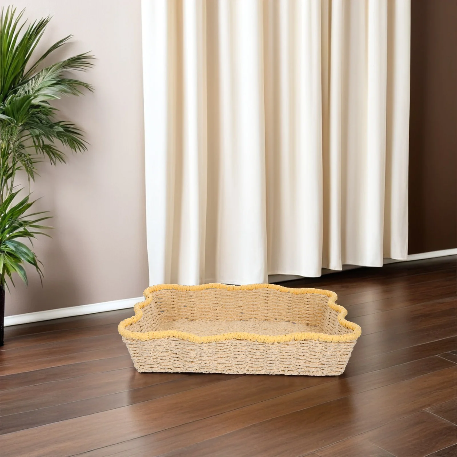 Hand-Woven Paper Rope Storage Basket Imitation Rattan Organizer Multipurpose Decorative Desktop Snack Tray 15x11x3 Inch
Hand-Woven Paper Rope Storage Basket Imitation Rattan Organizer Multipurpose Decorative Desktop Snack Tray 15x11x3 Inch