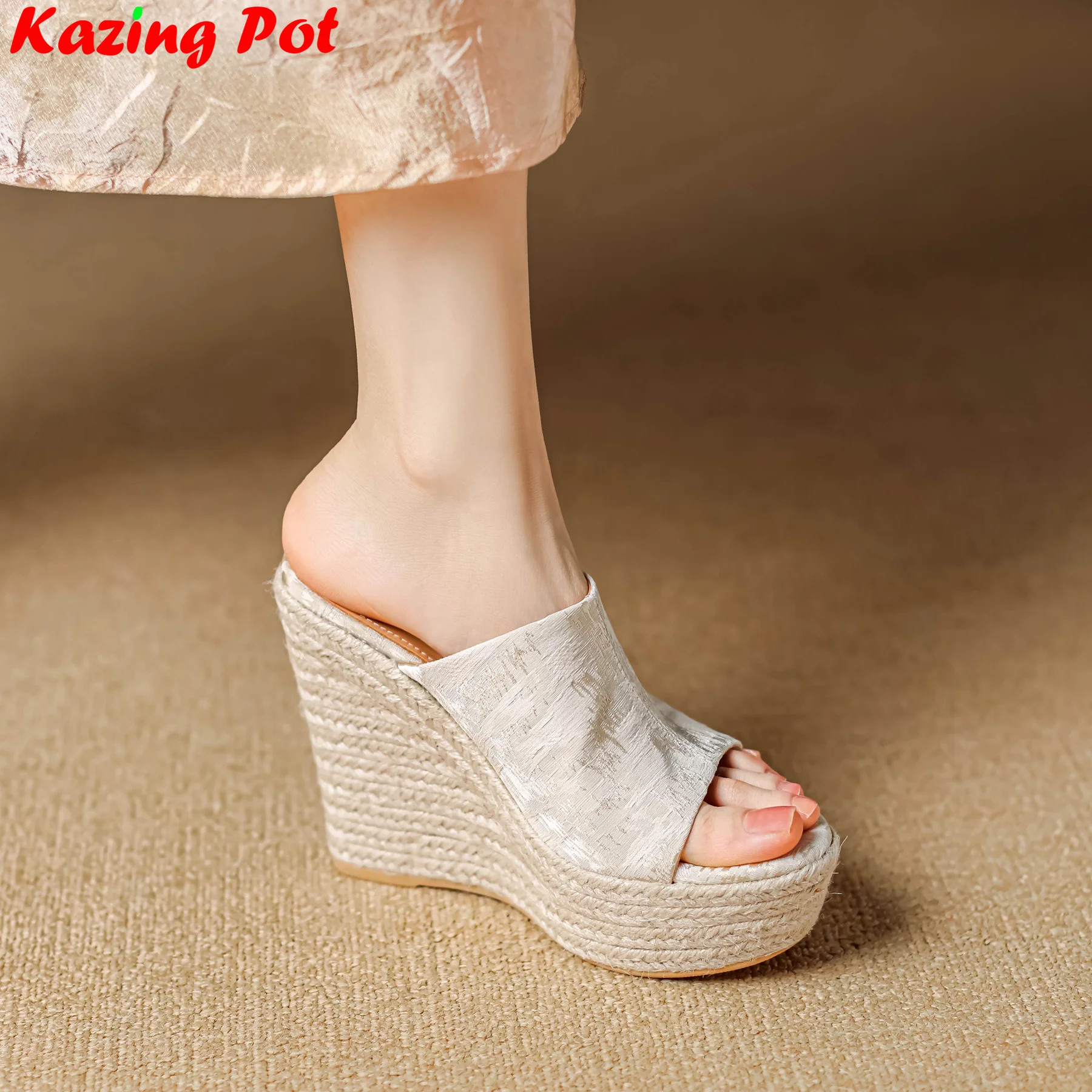 Krazing Pot 12cm Super High Cow Split Leather Peep Toe Summer Shoes Concise Slingback Mules Wedges Straw Platform Women Sandals
Krazing Pot 12cm Super High Cow Split Leather Peep Toe Summer Shoes Concise Slingback Mules Wedges Straw Platform Women Sandals