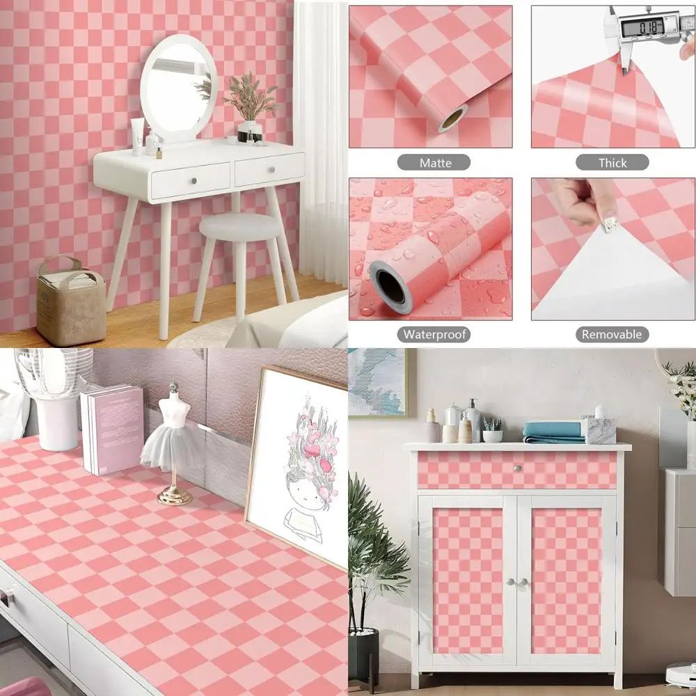 Самоклеящиеся обои в розовую клетку, 17,7 дюйма x 590 мм, для шкафов, столешниц и стен — водонепроницаемые и простые в нанесении
Самоклеящиеся обои в розовую клетку, 17,7 дюйма x 590 мм, для шкафов, столешниц и стен — водонепроницаемые и простые в нанесении