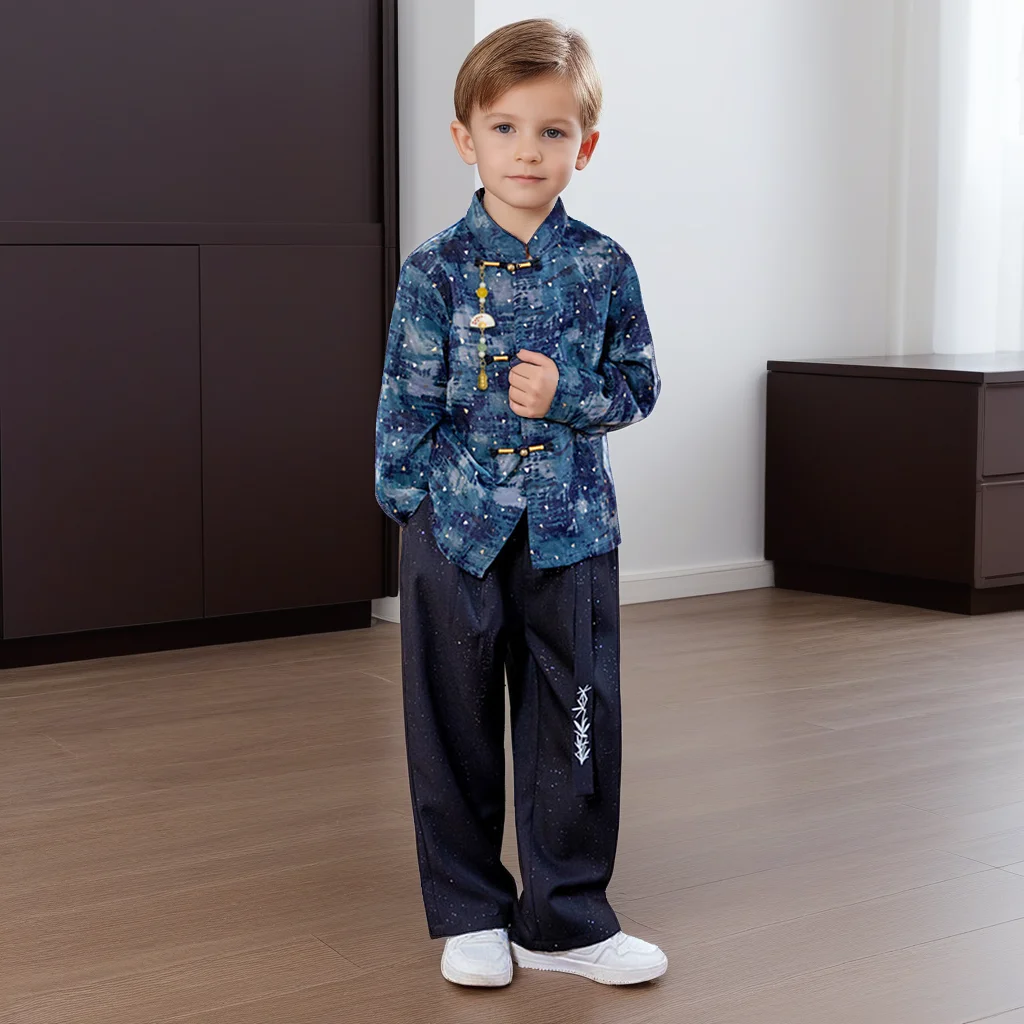 Boy Birthday Party Outfit Set Fashion Chinese Tangzhuang Jacket Pants 2-piece Teens Kids Embroidered Hanfu Performance Costume
Boy Birthday Party Outfit Set Fashion Chinese Tangzhuang Jacket Pants 2-piece Teens Kids Embroidered Hanfu Performance Costume