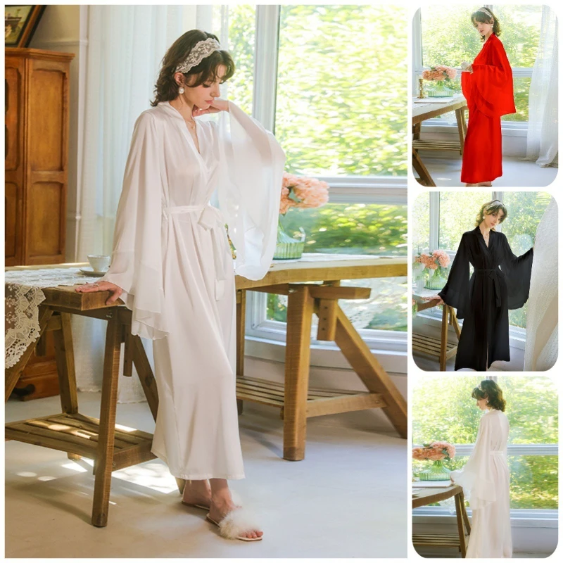 Ladies' Chiffon Patchwork Cuffs Elegant and Flowing Long Satin Nightgown with Multiple Colors To Choose From for Home Wear
Ladies' Chiffon Patchwork Cuffs Elegant and Flowing Long Satin Nightgown with Multiple Colors To Choose From for Home Wear