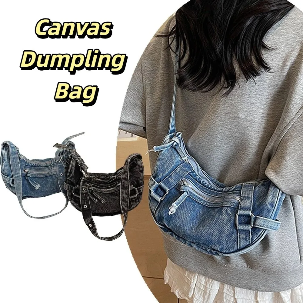 Fashion American Style Canvas Dumpling Bag Retro Harajuku Denim Crossbody Bag Zipper Adjustable Strap Handbag Daily
Fashion American Style Canvas Dumpling Bag Retro Harajuku Denim Crossbody Bag Zipper Adjustable Strap Handbag Daily