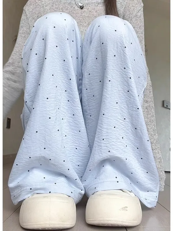 Ice Silk Polka Dot Wide Leg Casual Pants Thin Summer Women's plus Size Clothes Visual Slimming High Waist Long Trousers
Ice Silk Polka Dot Wide Leg Casual Pants Thin Summer Women's plus Size Clothes Visual Slimming High Waist Long Trousers