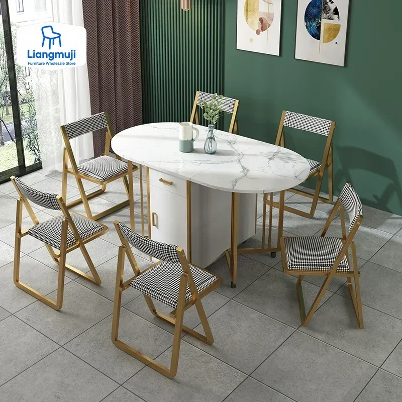 Light luxury slate folding dining table and chairs, household telescopic table, multi-functional dining table, movable
Light luxury slate folding dining table and chairs, household telescopic table, multi-functional dining table, movable