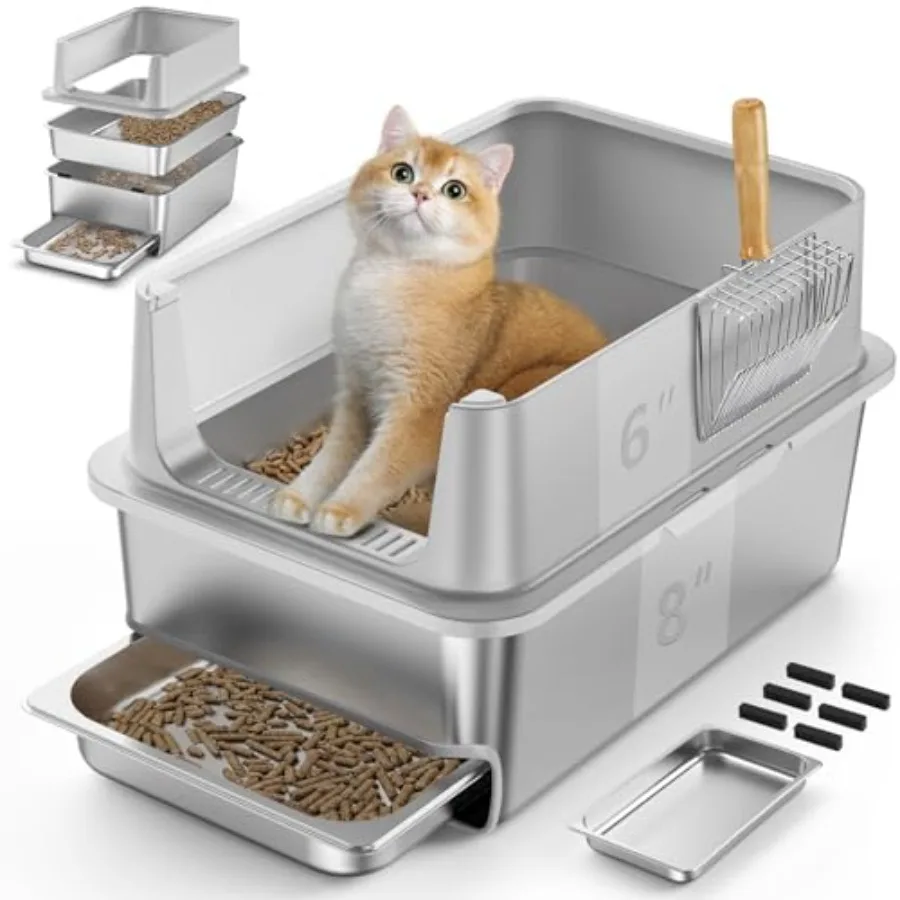 23.6x16x14'' Sifting Litter Box with Drawers Stainless Steel Drawer Litter Box with 6'' Lid and Metal Scoop XL Cat Litter Tray
23.6x16x14'' Sifting Litter Box with Drawers Stainless Steel Drawer Litter Box with 6'' Lid and Metal Scoop XL Cat Litter Tray