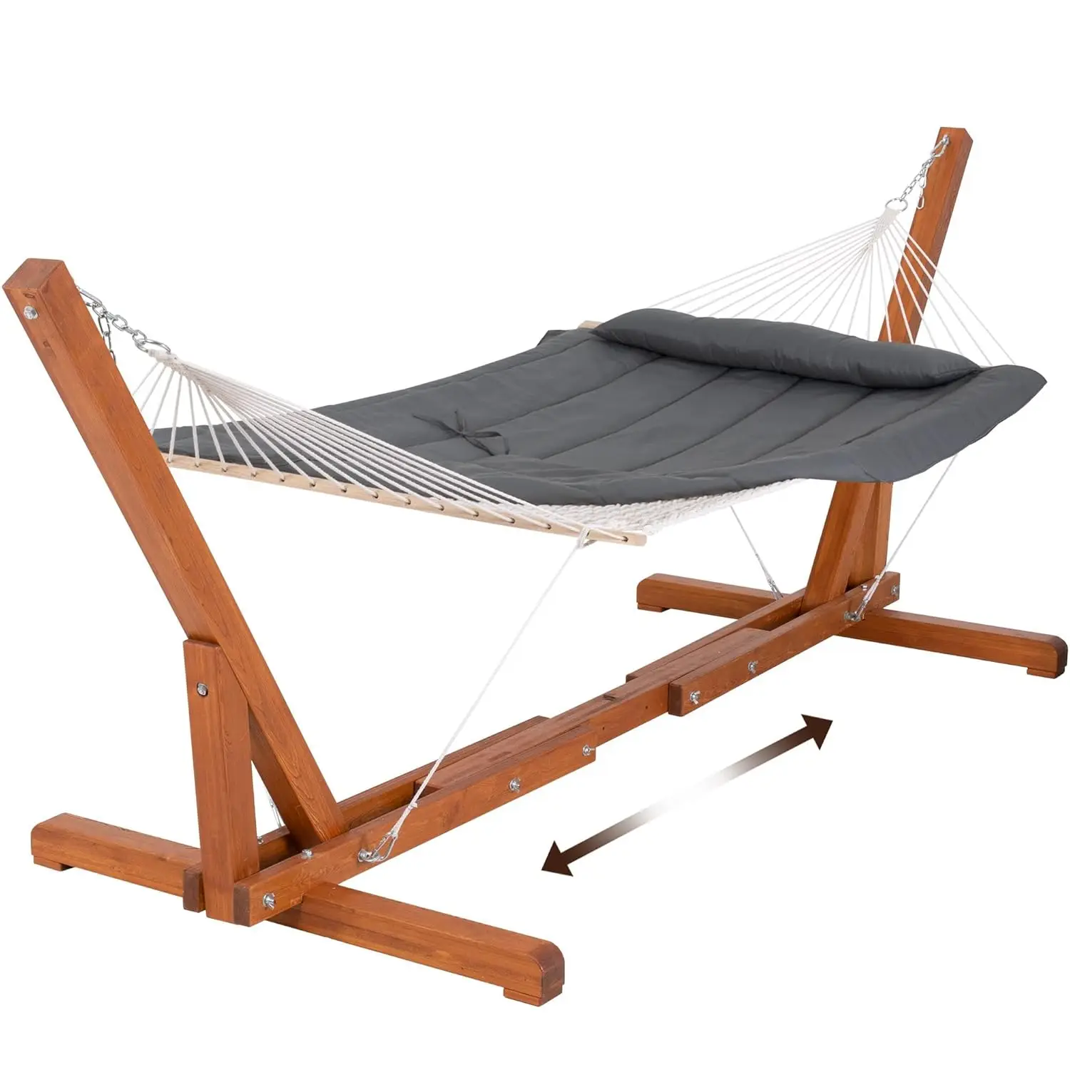 Hammocks Double Cotton Rope Hammock with Polyester Pad, Heavy Duty Hammock with Wooden Stand, Dark Gray, Custom
Hammocks Double Cotton Rope Hammock with Polyester Pad, Heavy Duty Hammock with Wooden Stand, Dark Gray, Custom