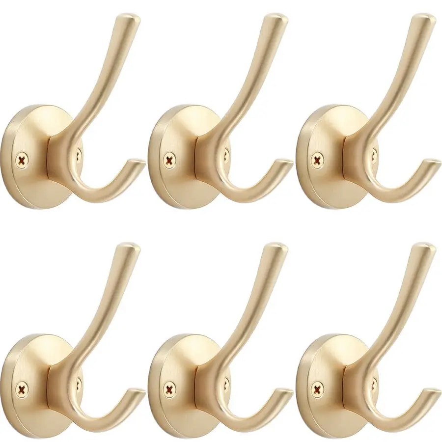 Wall Hooks, 6 Pack Coat Robe Hook Heavy Duty Metal Double Bath Hook Wall Mounted, Hand Towel Hooks for Cubicle Bathroom Kitchen
Wall Hooks, 6 Pack Coat Robe Hook Heavy Duty Metal Double Bath Hook Wall Mounted, Hand Towel Hooks for Cubicle Bathroom Kitchen