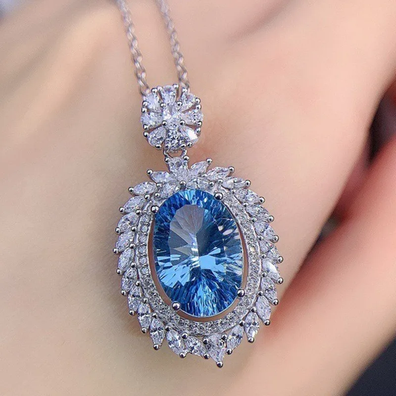 Luxury Blue Topaz Aquamarine Diamonds Pendant Necklaces for Women Sterling Silver 925 Fine Jewelry Set Party Accessories Gifts
Luxury Blue Topaz Aquamarine Diamonds Pendant Necklaces for Women Sterling Silver 925 Fine Jewelry Set Party Accessories Gifts