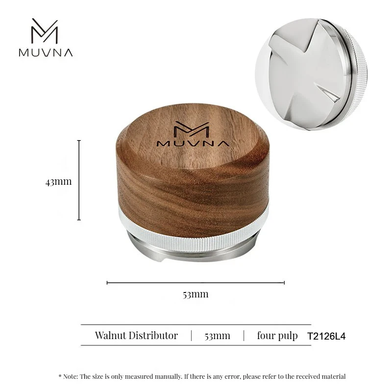 MUVNA Walnut Coffee Distributor Espresso Tamper Tool,4 Angled Slopes Adjustable Palm Tamper 51/53/58mm Barista Accessories
MUVNA Walnut Coffee Distributor Espresso Tamper Tool,4 Angled Slopes Adjustable Palm Tamper 51/53/58mm Barista Accessories