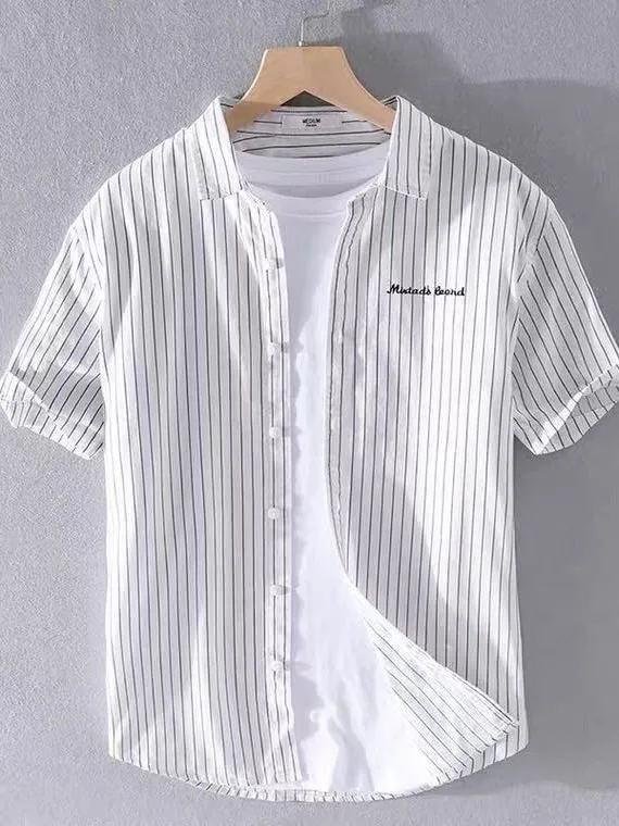 Casual Men's Short Sleeve Shirt Summer Breathable Ice Sensation Stripe Embroidery Loose Fit Regular Style Polyester Fiber Cot...
Casual Men's Short Sleeve Shirt Summer Breathable Ice Sensation Stripe Embroidery Loose Fit Regular Style Polyester Fiber Cot...