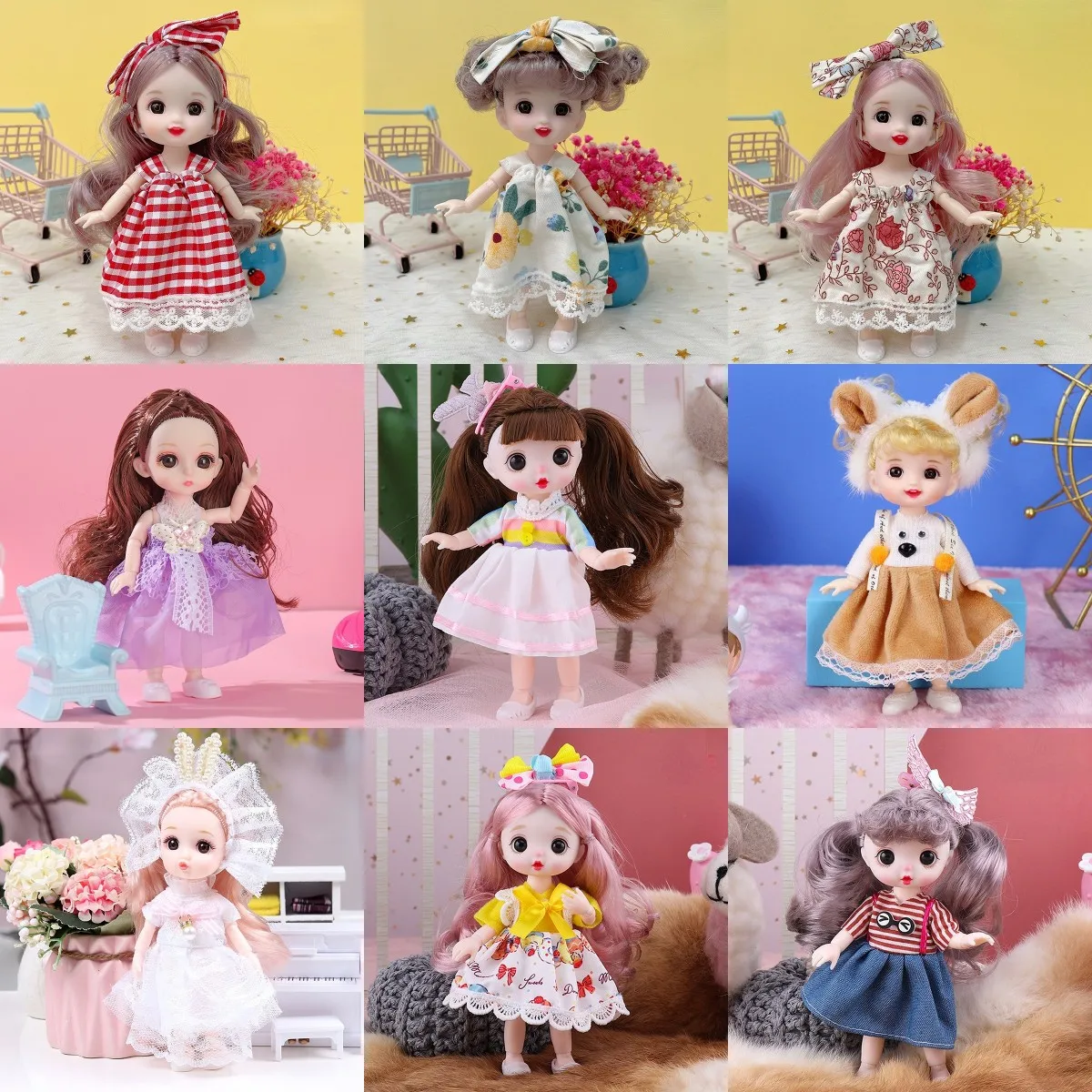 Cute 16/17cm Doll 13 Movable Joint Princess Doll 3D Big Eyes 1/12 Fashion Princess Doll DIY Dress Up Toy Doll With Clothes Gift
Cute 16/17cm Doll 13 Movable Joint Princess Doll 3D Big Eyes 1/12 Fashion Princess Doll DIY Dress Up Toy Doll With Clothes Gift